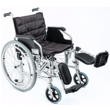 Aluminium wheelchair with elevating leg rest