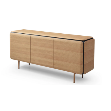 Teresa Oak Buffet Sideboard Teresa oak buffet with push-to-open doors and black interior