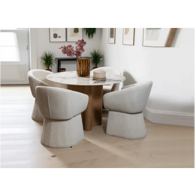 Titoni Round Dining Table with 4 Megan fabric chairs wide.png